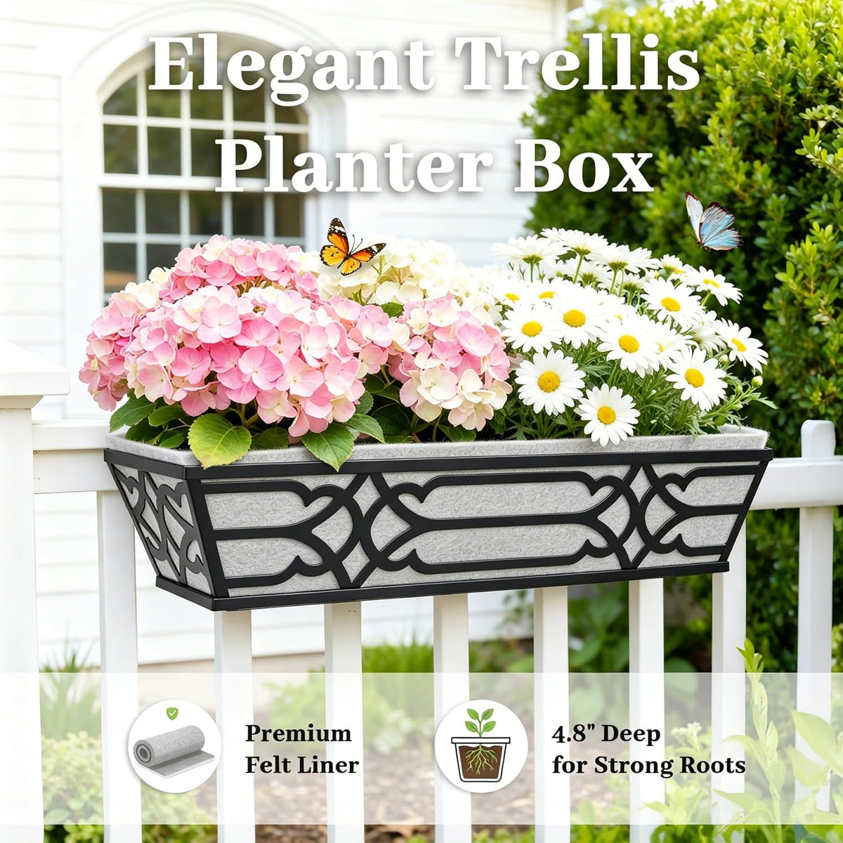 window planter box, railing planter box with non-woven, package contents