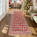 Christmas Runner Rug 2x6 Red Rugs for Hallway Winter Home Decor | Washable Entryway Rugs Runner, Non Slip Kitchen Rug, Xmas Elk Stain Resistant Bathroom Bedside Carpets for Holiday Decor