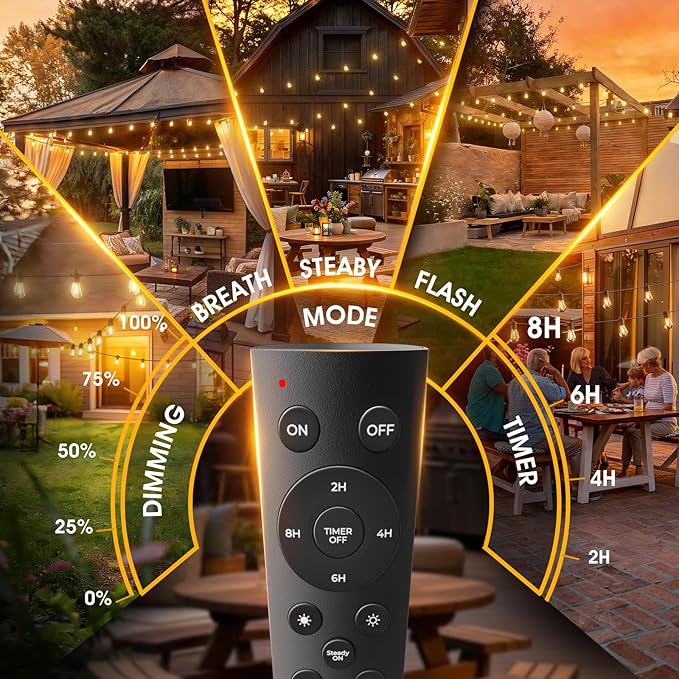 addlon 100FT LED Outdoor String Lights with Edison Shatterproof Bulbs, Heavy-Duty and Weatherproof Strand, Commercial Grade Patio Lights, Decorative for Garden or Patio, Black