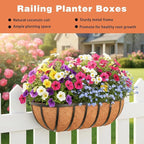2 Pack 24" Railing Planter Window Box with Coco Fiber Liner Horse Trough Planter The Railing Planters Boxes for Deck Porch Fence Outdoor
