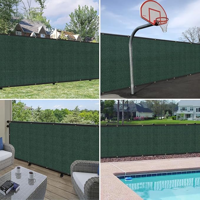 Windscreen4less Privacy Fence Screen Heavy Duty Windscreen Fencing Mesh Fabric Shade Net Cover with Brass Grommtes for Outdoor Wall Garden Yard Pool Deck, 6'x19' Green
