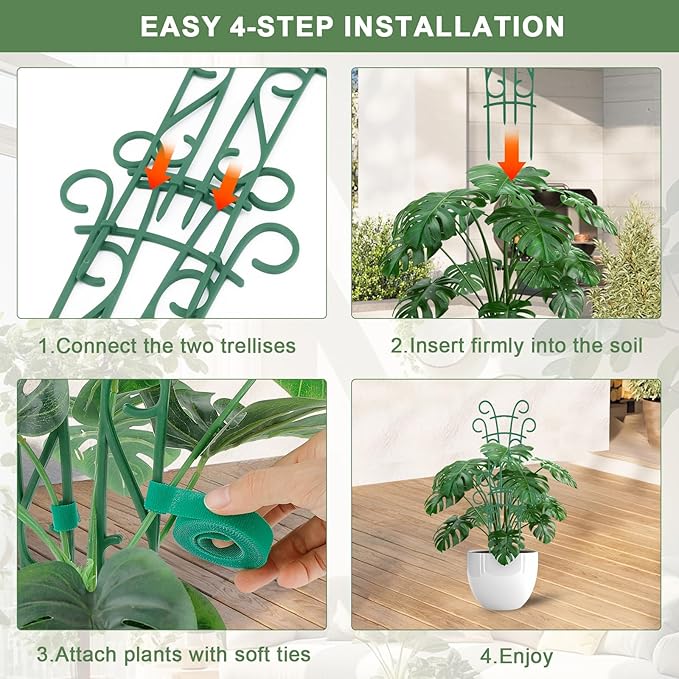 6 Pack Indoor Plant Trellis for Potted Plants, Stackable Garden Trellis for Climbing Plants Outdoor, Small Trellis for Houseplants Rose Hoya Pothos Plant Climber Support