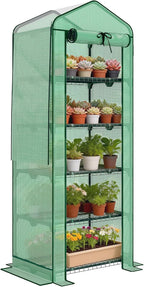 outsunny 5 tier mini greenhouse w/ screen roof, main product view
