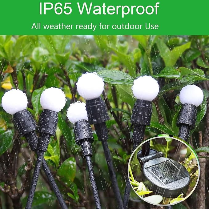 6-Pack Garden Solar Lights, 48 LED Solar Lights Outdoor for Garden Decor, Waterproof Firefly Light Outdoor (Sway by Wind), Swaying Light for Outside Yard Pathway Landscape Decorations (Cool White)