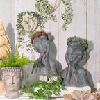 Newman House Studio Succulents Face Planters Pots Head - Flower Pot with Drainage Hole Face Head Large Garden Farmhouse Decor 9.4 x 7.2 x 13.9 inch
