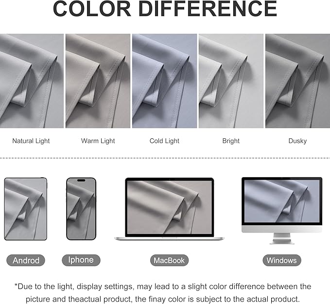 RYB HOME Outdoor Curtains for Patio Waterproof Block Sunlight Thermal Insulated Privacy Assured Thick Outside Curtains for Pergola, Cabana, Gazebo, W52 x L72, Light Grey, 1 Panel