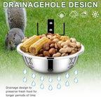 Metal Squirrel Feeders for Outside, Durable Bowl Tree Mounted of Chipmunk Feeder, Squirrel Food for Backyard Squirrels Hold Corn, Corn Cob, Peanuts (8.5 Inch - 2 Stand 2 Bowl)