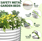 A ANLEOLIFE 12X3X1.5 ft Galvanized Raised Garden Beds Outdoor, Oval Extra Large Metal Planter Box for Planting Vegetables Flowers Herb, Anti-Rust & Easy-Setup, Antique White