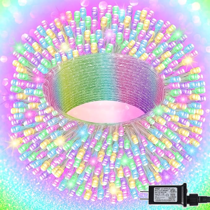 LJLNION 300 LED Easter String Lights, Extra Long 98.5FT Fairy Lights Outdoor Indoor, 8 Lighting Modes, Plug in Waterproof for Patio Garland Party Bedroom Garden Spring Decorations (Pastel Multicolor)