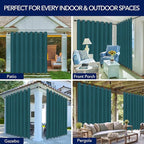 PureFit Outdoor Curtains for Patio Waterproof Weatherproof, UV Resistant Outside Curtains for Gazebo, Front Porch, Pergola, Sun Blocking Privacy Curtain, 120W x 84L inch, 1 Panel, Teal