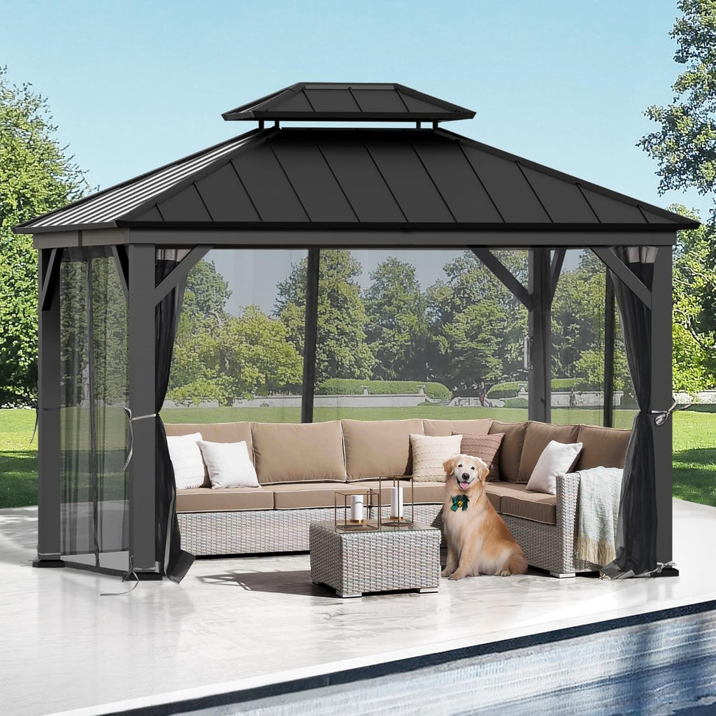 covered outdoor gazebo mosquito netting replacement universal 4-panel, main product view