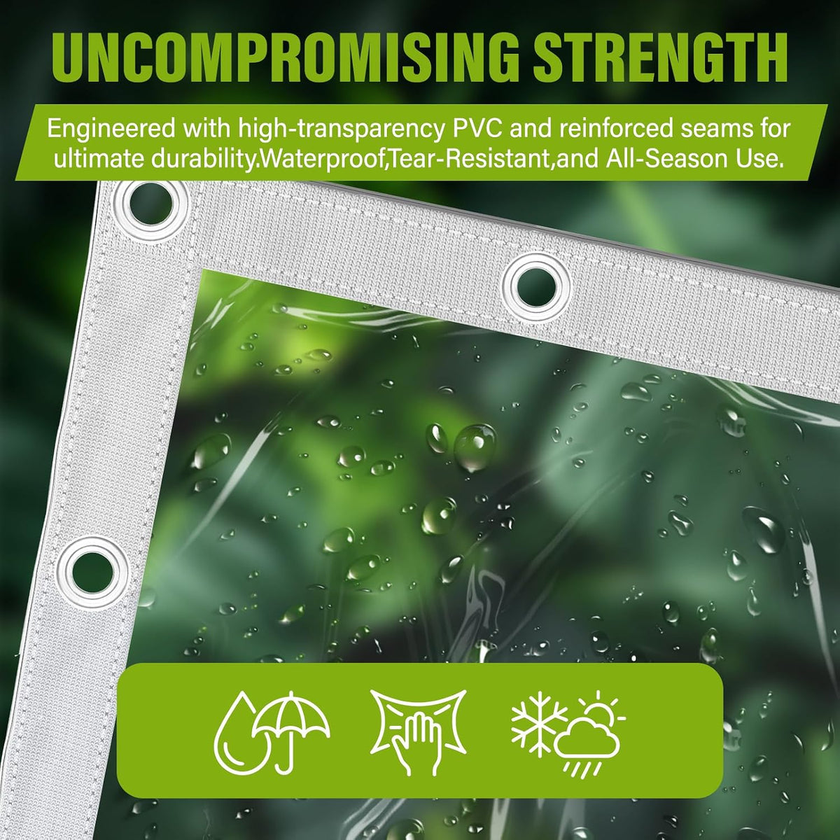 4x6 ft clear tarp heavy duty waterproof,clear vinyl showing dimensions