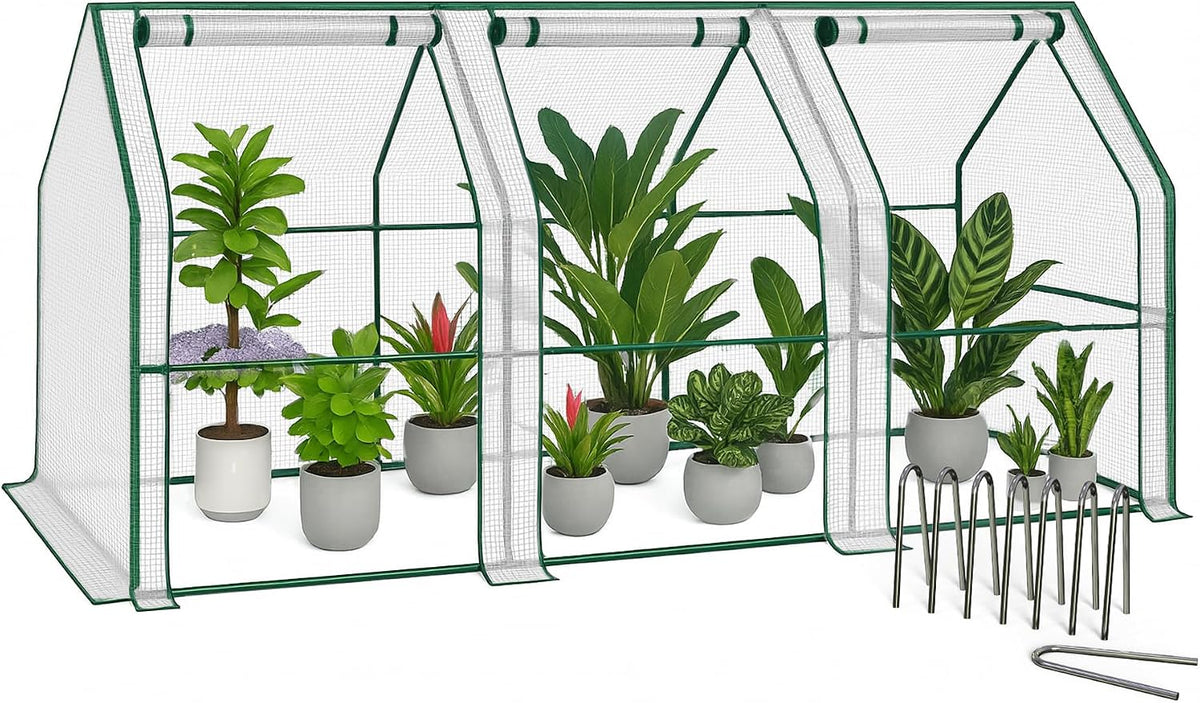 vounot® mini greenhouse with 3 roll-up zipper windows, main product view