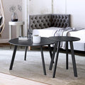 Patio Outdoor Coffee Table Set of 2 - Weather Resistant Outdoor Round End Table Modern Coffee Tables for Living Room Balcony Home Office (Black)