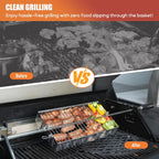 Skyflame Stainless Steel Flat Spit Rotisserie Grill Basket | Four Height Settings for Various Foods, Fits for 5/16 Inch Square, 3/8 Inch Square, 1/2 Inch Hexagon Spit Rods