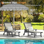LUE BONA Chaise Lounge Chair Outdoor, HDPS and HDPE Wicker Material, Patio Lounge Chair with Adjustable Backrest, Resin Pool Lounge Chairs with Wheels for Backyard, Poolside and Deck, Gray
