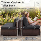 NICESOUL 7 Piece Large Size Outdoor Patio Furniture Set with Fire Pit, 29.3'' High Back Deep Seat Sectional Conversation Sets, Heavy Duty Modern Backyard Sitting, Brown Rattan and Dark Grey Cushion