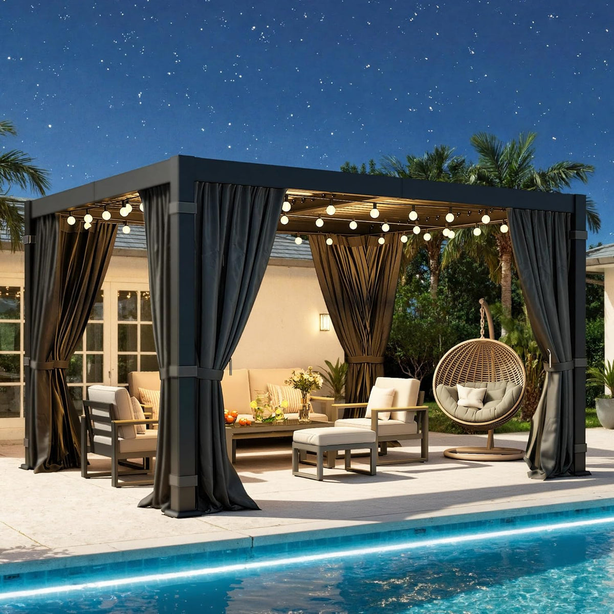 pergola 10'x12' with thick aluminum frame, adjustable roof, main product view