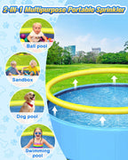 Yivsen Perfect Combination of Dog Pool and Splash Pad W79 X H12, Sturdyer Foldable Kiddie/Baby Hard Plastic Pools, Summer Swimming Bath Tubs for Kids/Dogs/Pet