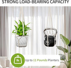 Macrame Plant Hanger, Fits 4-13 Inch Pots, Boho Hanging Plant Holder for Indoor Outdoor, 35 Inch, White (No Flowerpot)