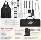 Kaluns Grilling Accessories, Dad Gifts for Christmas, Heavy Duty Stainless Steel Grill Set BBQ Grill Accessories for Outdoor Grill with Meat Thermometer, Case and Apron