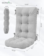 SERWALL HDPE Outdoor Rocking Chair Cushion Set of 2, Memory Foam Cushion Gray