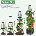 MQUPIN Tomato Planter Box with Trellis for Garden, 57 Inch Self-Watering Raised Garden Bed, Patio Tomato Cage for Climbing Vegetables & Flowers, Upgraded Tomato Pot for Indoor Outdoor Use(1 Pack)