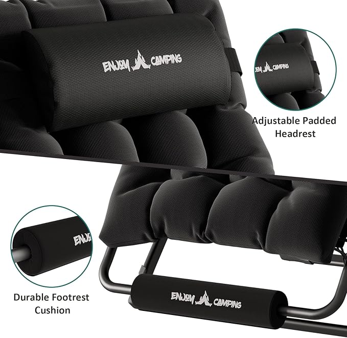 UDPATIO Oversized Zero Gravity Chair Set of 2, 29In XL Patio Reclining Chair with Cushion, Outdoor Folding Recliner with Pillows|Cup Holder|Foot Rest|Padded Headrest, Black, Support 500LB