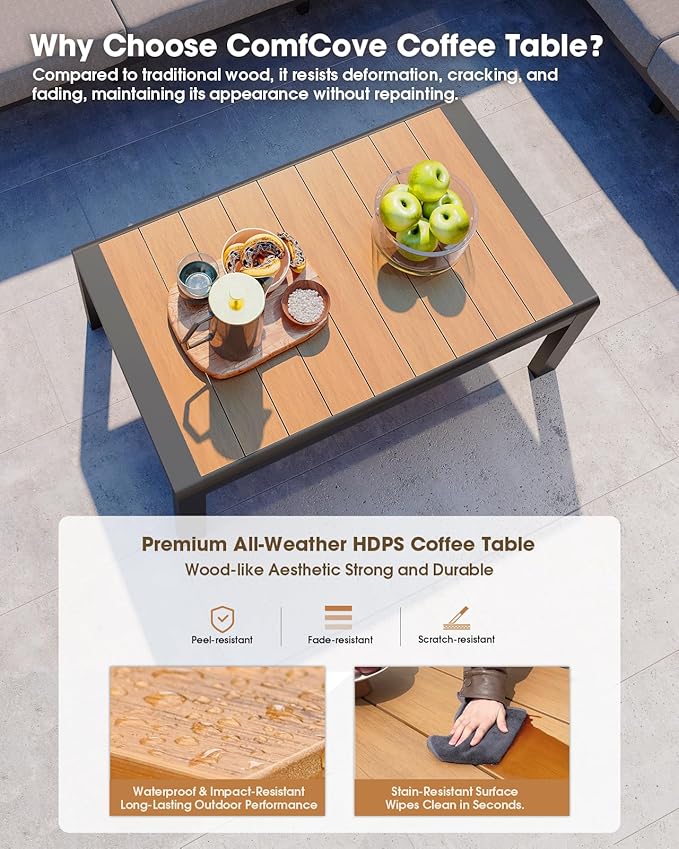 Aluminum Outdoor Patio Furniture 3 Seats, All-Weather Outdoor Patio Sofa with Washable Thick Cushion, Morden Patio Couch for Porch, Balcony, Deck, Yard, Gray