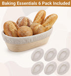 6 Pcs Sourdough Proofing Basket Liner, 10 Inch Oval Bread Proofing Cloth Liner for Banneton Basket Sourdough Baking Dough Baskets Cover (Cotton-Linen, Oval)