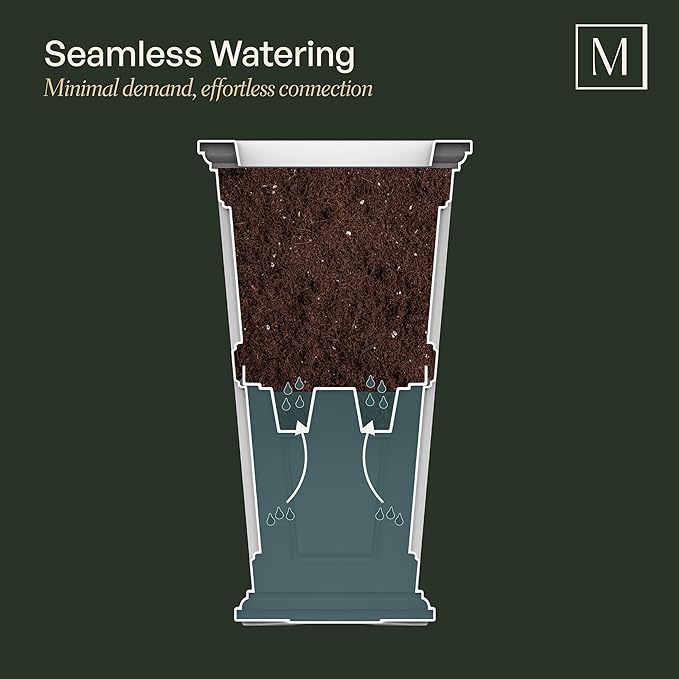 Mayne Wyndham 24-Inch Tall Planter – Self-Watering, Weather-Resistant Planter for Flowers – Durable Indoor/Outdoor Design for Patio, Porch, or Entryway