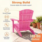 Costzon Kids Adirondack Chair, All-Weather HIPS Patio Chair with High Backrest, Armrests, Fire Pit Chair for Kids Ages 3-8, Indoor Outdoor Kids Patio Lounge Chair for Garden, Lawn, Yard (2, Pink)