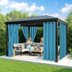 Outdoor Curtains for Patio Waterproof - 6 Panels Privacy Weatherproof Outside Curtains with Grommets for Pergola, Gazebo, Porch, Cabana, Balcony, 54 x 108 Inch, Teal