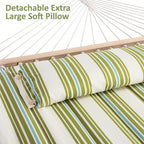 SUNCREAT Portable Double Hammock with Stand, 475 lbs Capacity, Heavy Duty Two Person Hammock with Stand Included, Green Stripe