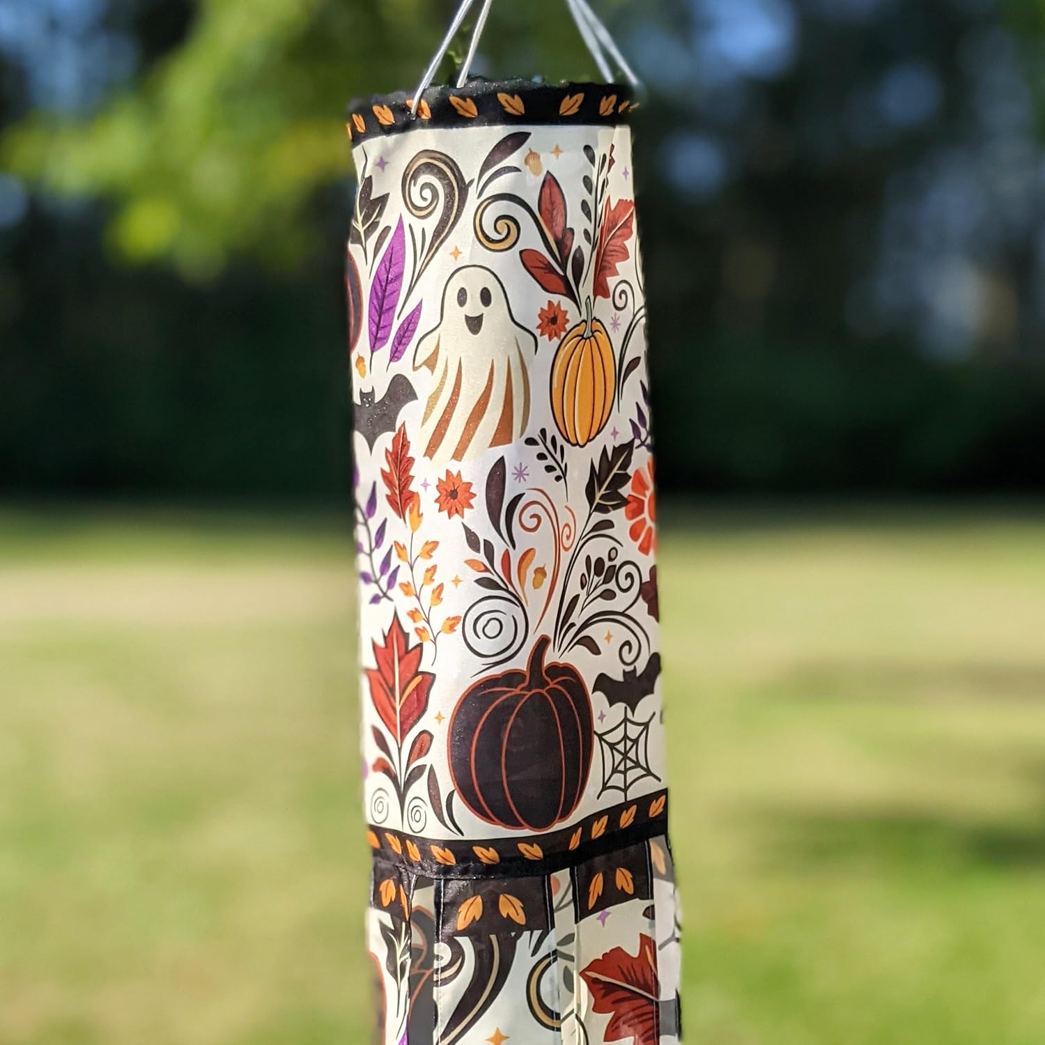 Madrona Brands Haunted Fall Windsock | Durable Outdoor Hanging Halloween Decoration | Yard, Porch, Lawn | 48 Inch