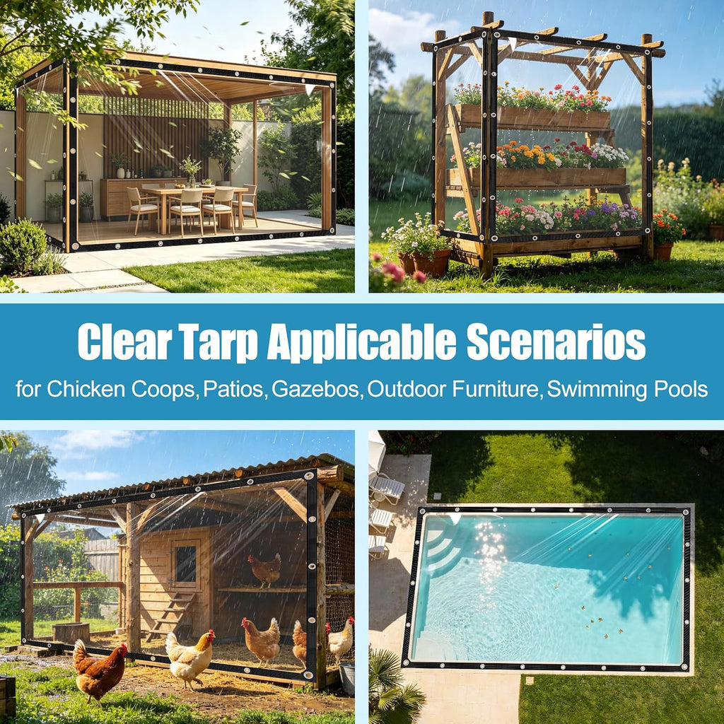 clear tarps heavy duty waterproof 5x10ft clear vinyl, package contents