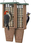 Kingsyard 2 Pack Double Tail-Prop Suet Bird Feeder | Recycled Poly Lumber Suet feeder, Sturdy & Durable, Outside Hanging, Great for Woodpecker & Clinging Birds, Blue
