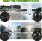 Goldlife Pond Fountain Aerator Nozzle - N3 Nozzle Kit, 4-in-1 Unique Water Flow Modes, Black ABS Water Spray Sprinkler Head, Replacement Fountain Aerator Pump Nozzle for Garden Pond Lake