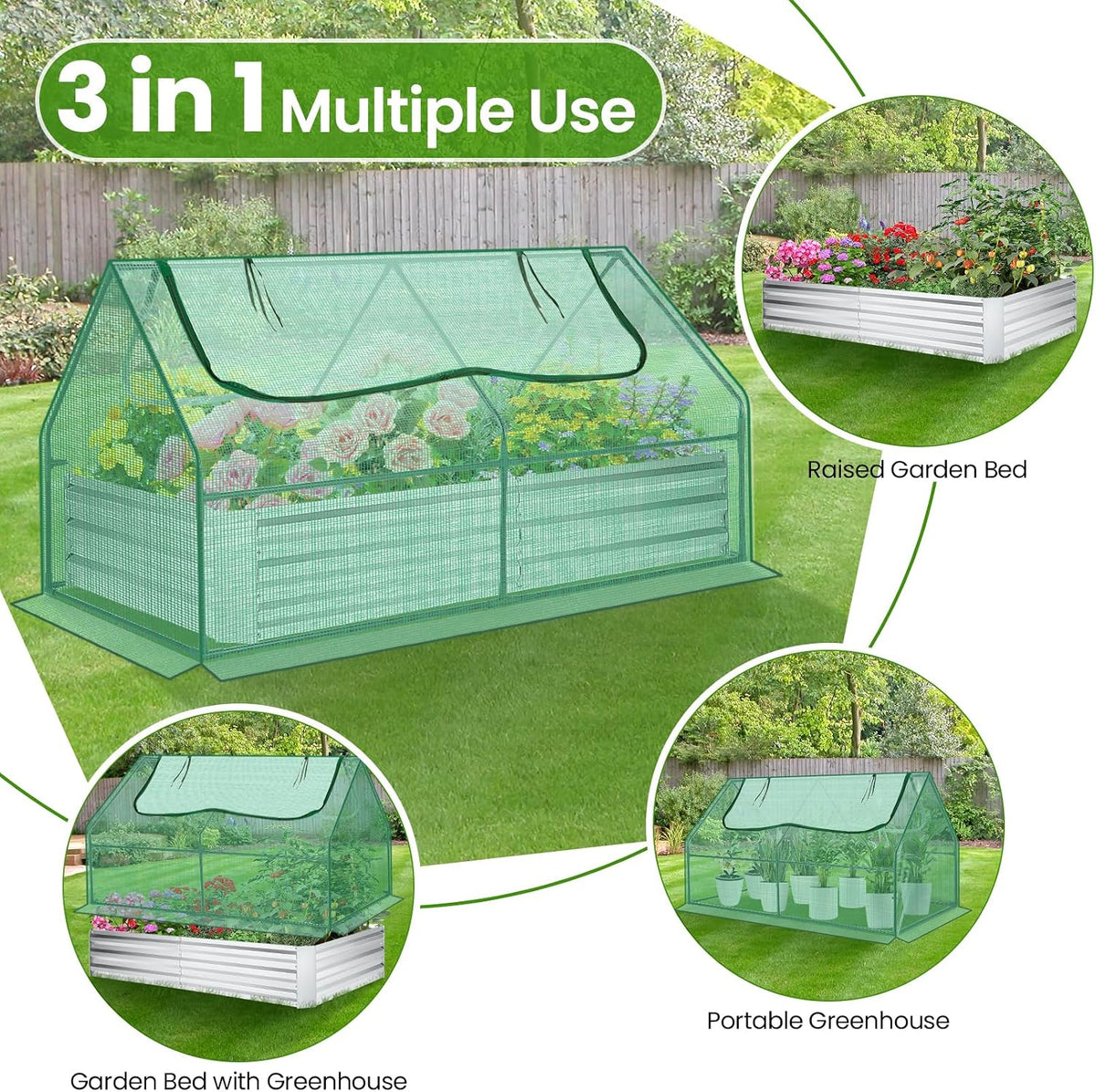 homdox 6x3x3ft galvanized raised garden bed with cover on a desk or shelf