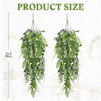 Hollyone 2pcs Artificial Hanging Plant 36" Faux Ferns Artificial Plastic Greenery Ivy Leaves Fake Vines for Wall Farmhouse Living Room Kitchen Shelf Garden Home Patio Indoor Outdoor Decor