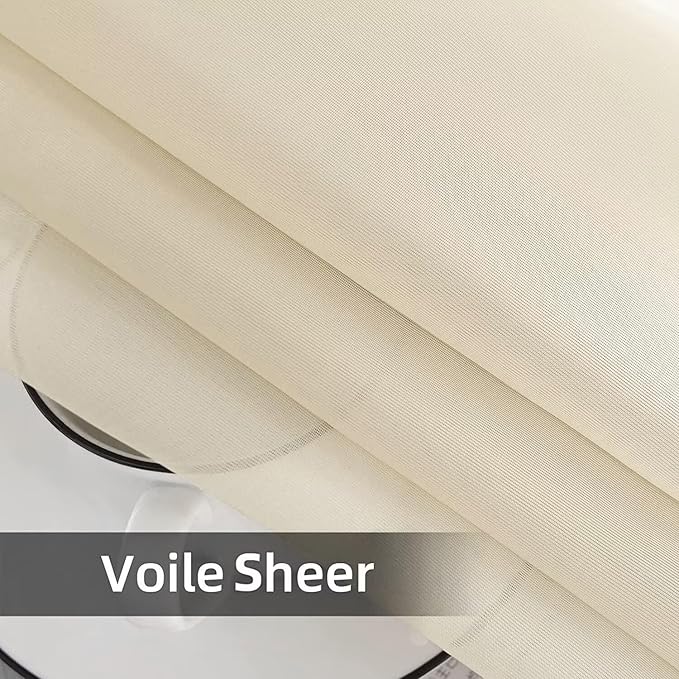 SpaceDresser Waterproof Outdoor Sheer Curtains for Patio - 2 Panels Rod Pocket Indoor Voile Sheer Curtain for Living Room,100W x 84L inch, Ivory