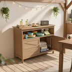 HIPS All-Weather Outdoor Storage Cabinet,Outdoor Sideboard with Magnetic Doors,3-Shelves Patio Storage Cabinet, Used for Garden,Buffet Cabinet,TV Stand, Bar Table,Balcony