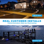 VOLISUN Solar Driveway Marker Lights Dock Marine Led Deck Outdoor 12 Pack | 2 Colors in 1,Solar Powered Waterproof Warning Step Lights for Pathway Garden Sidewalk Walkway (Blue/White)