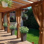 SpaceDresser Waterproof Outdoor Sheer Curtains for Patio - 2 Panels Rod Pocket Indoor Voile Sheer Curtain for Living Room,52W x 96L inch, Brown
