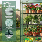 olixis 27"x19"x63" mini greenhouse, with durable zipper door showing dimensions
