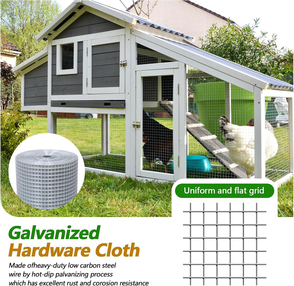 Hardware Cloth 1/2'' 48'' X 100' 19 Ga Chicken Wire Mesh Fence Double Layer | Welded Metal Wire Fence Mesh Roll for Gardens Plants Poultry Animals Cage Chicken Coop Accessories