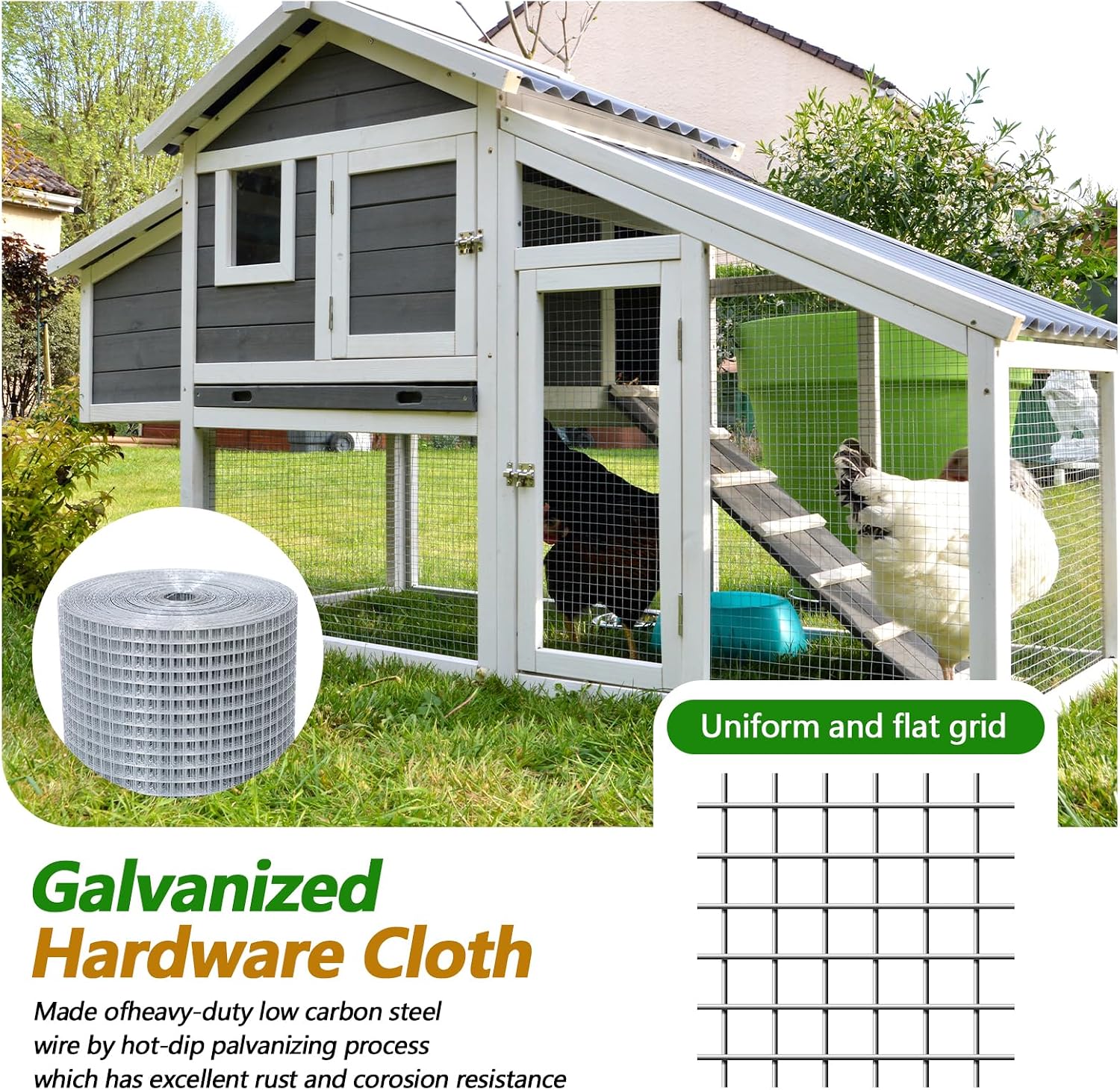 Hardware Cloth 1/2'' 48'' X 100' 19 Ga Chicken Wire Mesh Fence Double Layer | Welded Metal Wire Fence Mesh Roll for Gardens Plants Poultry Animals Cage Chicken Coop Accessories