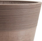 PSW Pot Collection FM30TP 12-inch Plastic/Stone/Wood Composite Large Ribbed Planter – No Drainage Hole (Drillable), Indoor/Outer Garden Pot for Foliage, Trees, Flowers, Ferns, Taupe