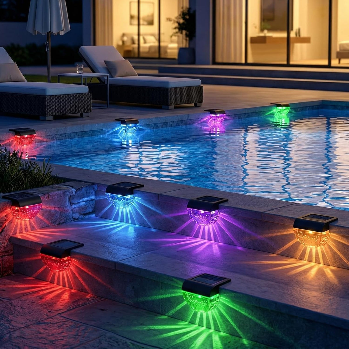 melunar 16 pack solar deck lights outdoor, solar, main product view