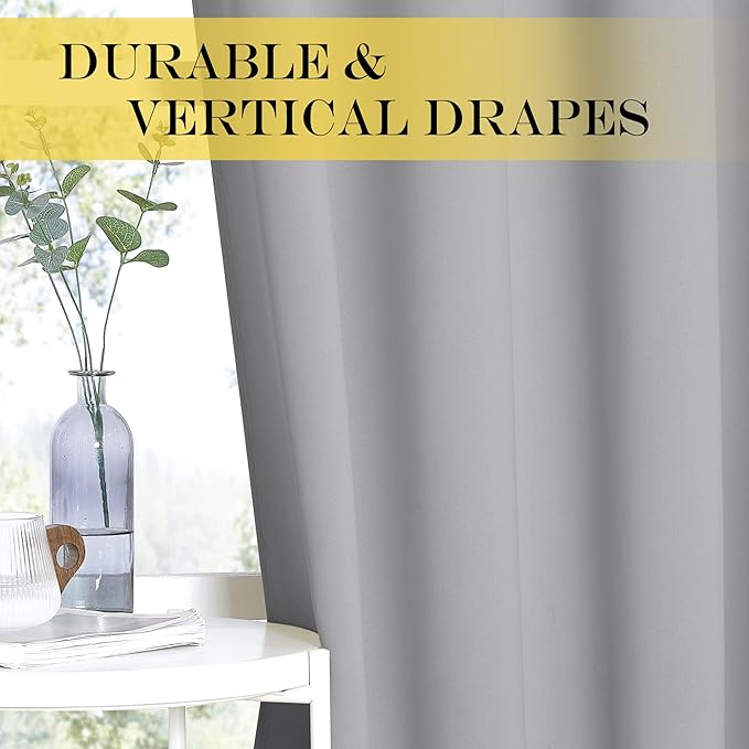 NICETOWN Blackout Curtains & Drapes - Privacy Thermal Efficiency Backdrop Curtains for Bedroom Room Divider Living Room Patio Sliding Glass Door, Wide 80 x Long 144 inch, Silver Grey, 1 Panel